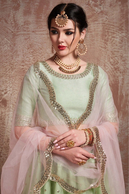 Green Soft Net Sequins Lehenga Choli NCLC10810515