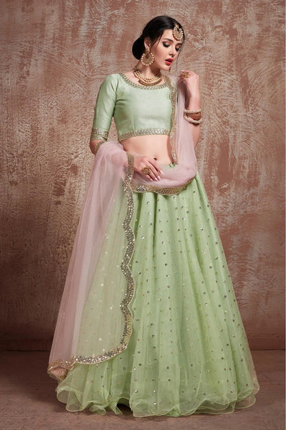 Green Soft Net Sequins Lehenga Choli NCLC10810515