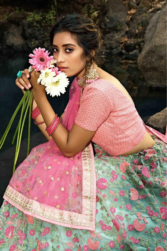 Green Soft Net Sequins Lehenga Choli NCLC10810522