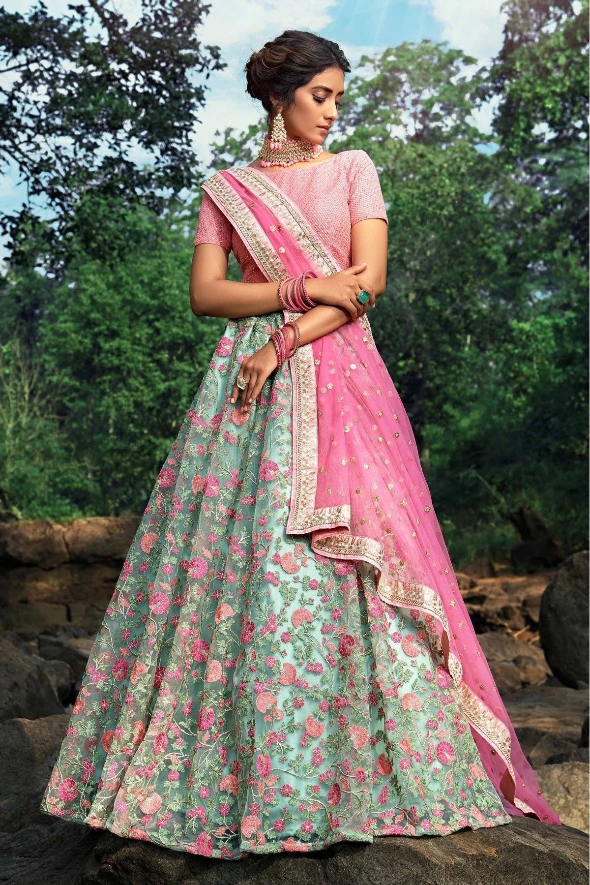 Green Soft Net Sequins Lehenga Choli NCLC10810522