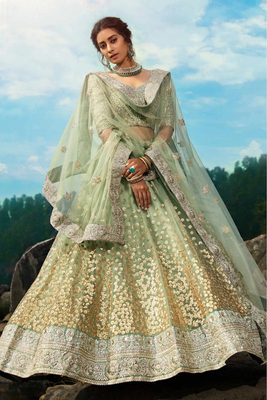 Green Soft Net Sequins Lehenga Choli NCLC10810524