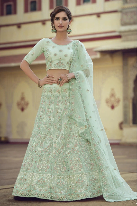 Green Soft Net Sequins Lehenga Choli NCLC10810581