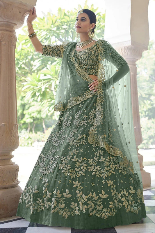 Green Soft Net Sequins Lehenga Choli NCLC10810583