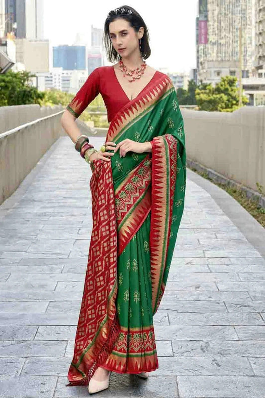 Green Soft Silk Printed Traditional Sarees  NCSD11110283