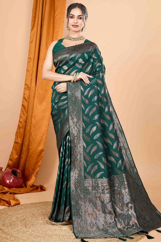 Green Soft Silk Woven Traditional Saree NCSD11110455