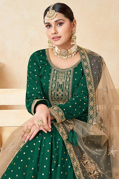 Green Taffeta Silk Anarkali Suit NCSM10510314