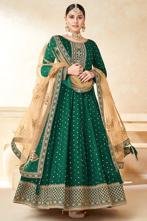 Green Taffeta Silk Anarkali Suit NCSM10510314