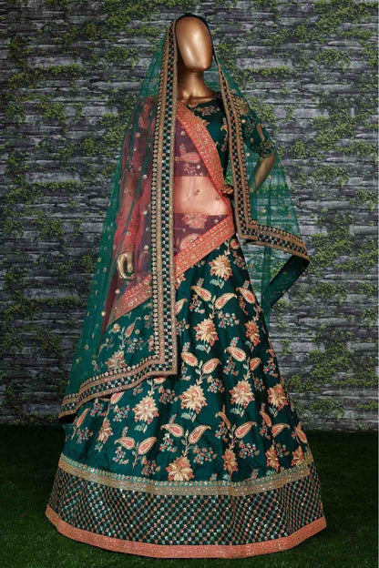 Green Taffeta Silk Lehenga Choli NCLC10110263