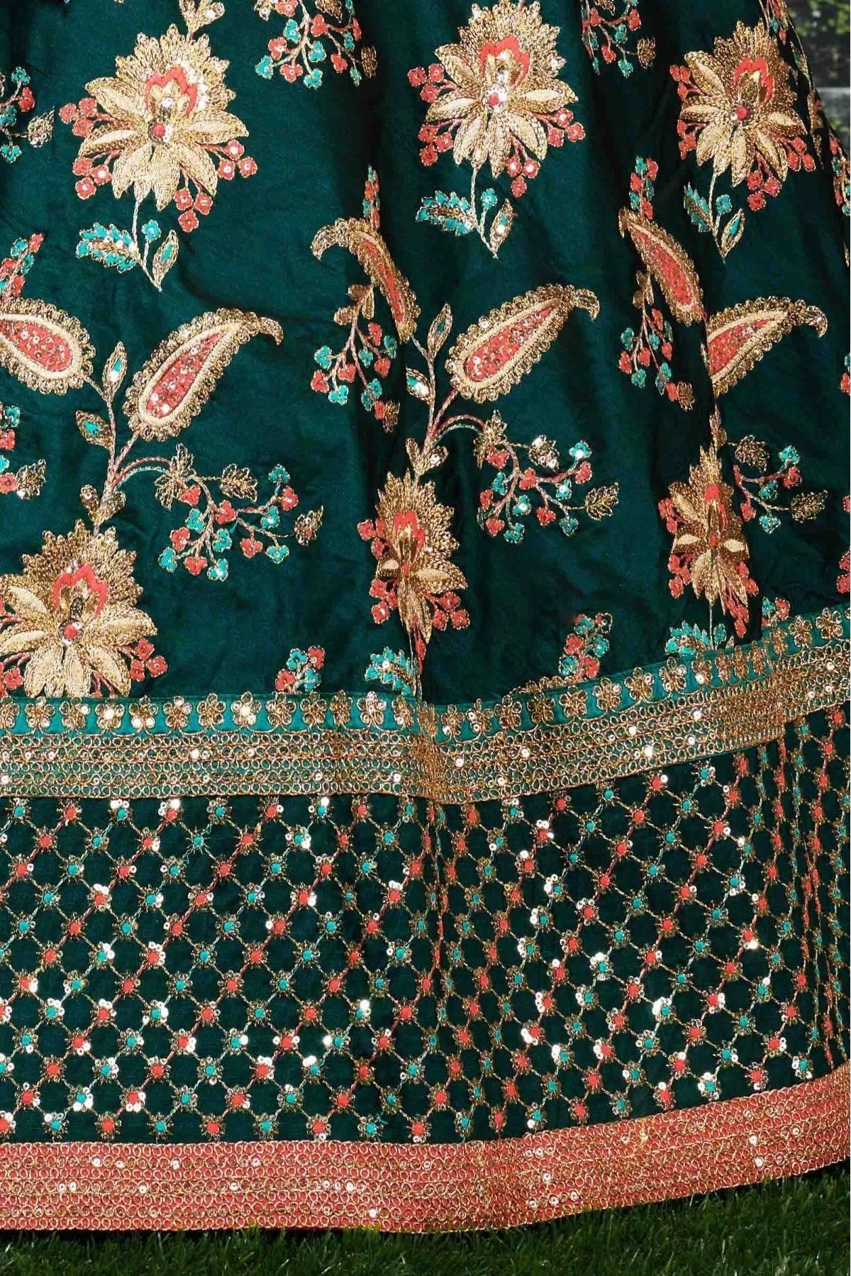 Green Taffeta Silk Lehenga Choli NCLC10110263