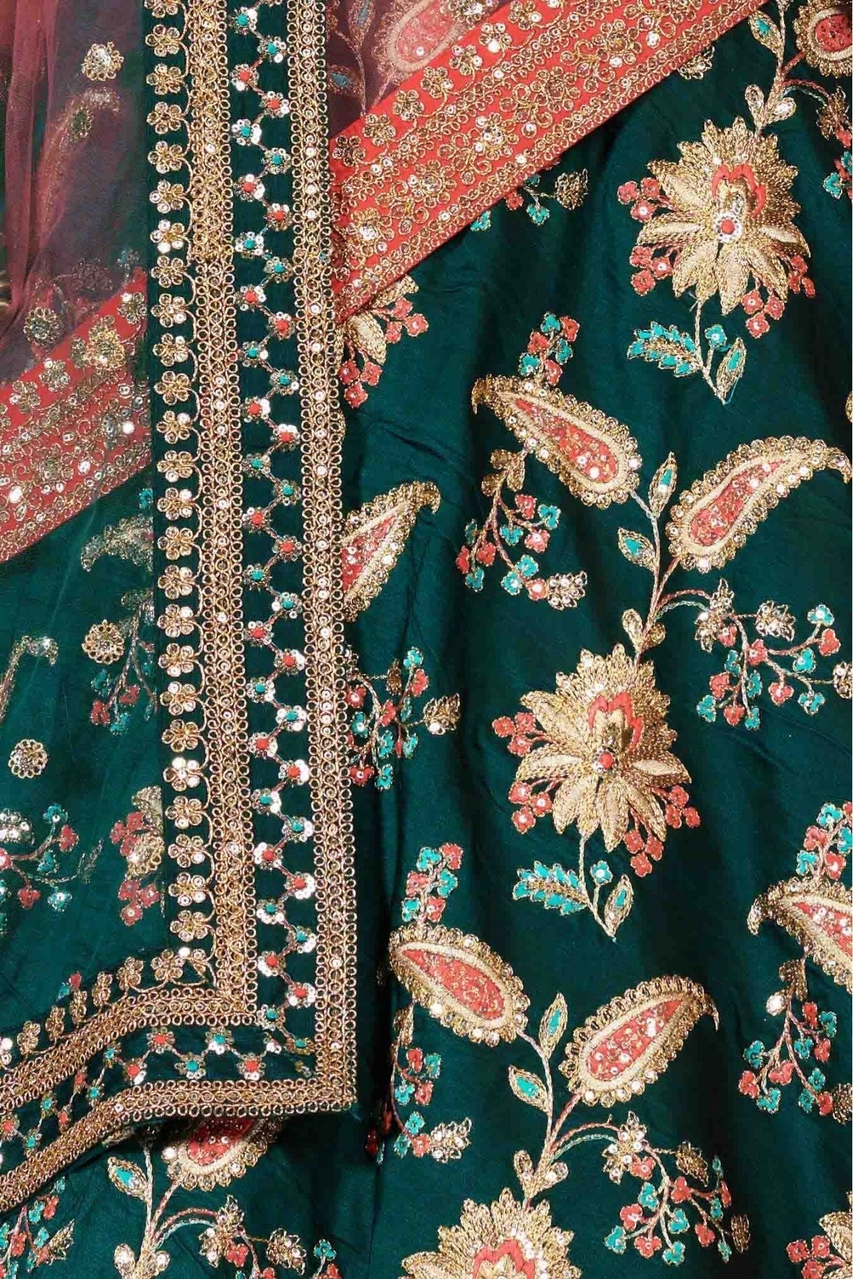 Green Taffeta Silk Lehenga Choli NCLC10110263