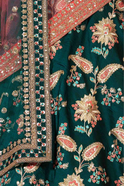 Green Taffeta Silk Lehenga Choli NCLC10110263