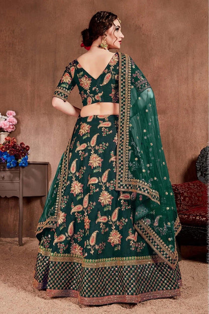Green Taffeta Silk Lehenga Choli NCLC10110326