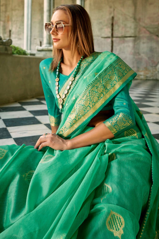 Green Tissue Silk Saree NCSD11112471