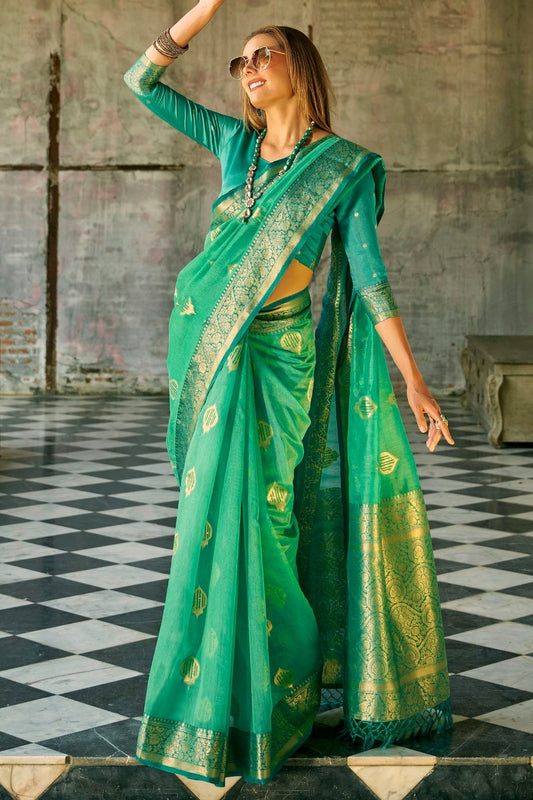 Green Tissue Silk Saree NCSD11112471