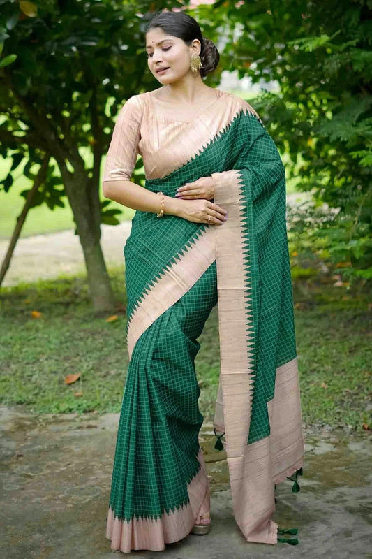 Green Tussar Silk Traditional Saree NCSD12610120