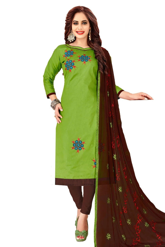 Green Unstitched Glass Cotton Churidar Suit NCUS11610280