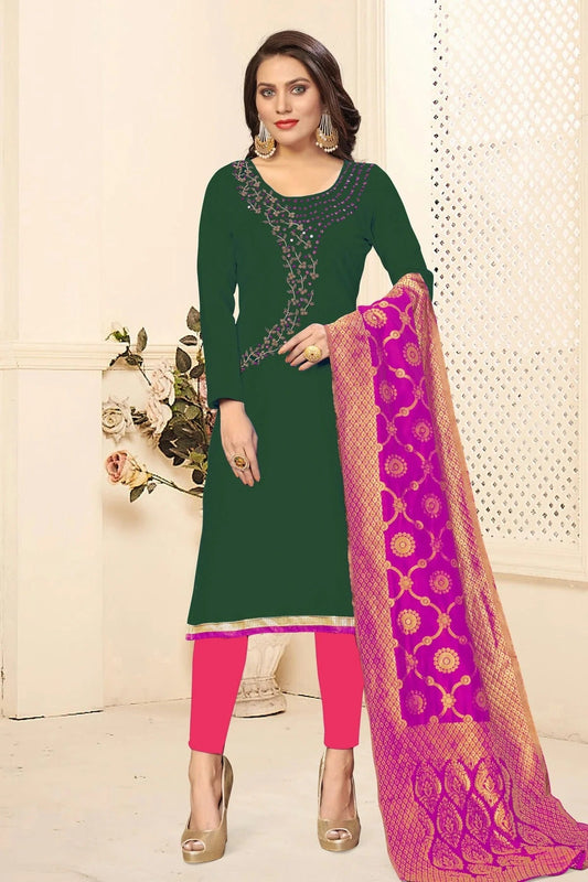 Green Unstitched Jaam Cotton Straight Suit NCUS11610362