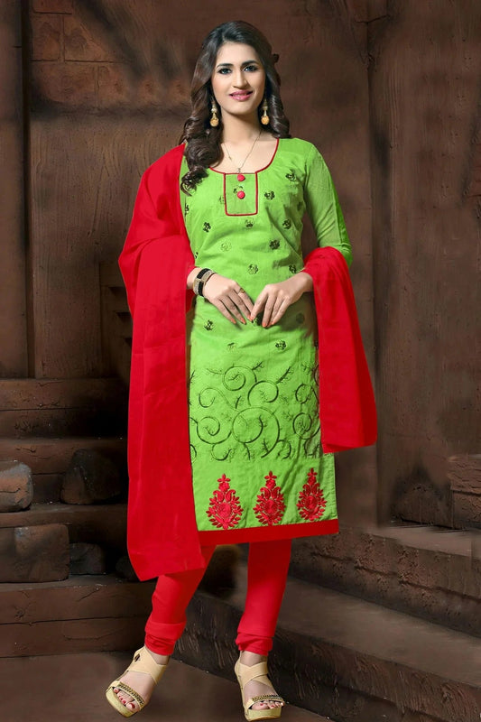 Green Unstitched Modal Cotton Churidar Suit NCUS11610200