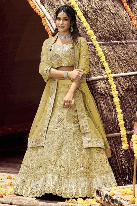 Green Velvet Resham Lehenga Choli NCLC10810413