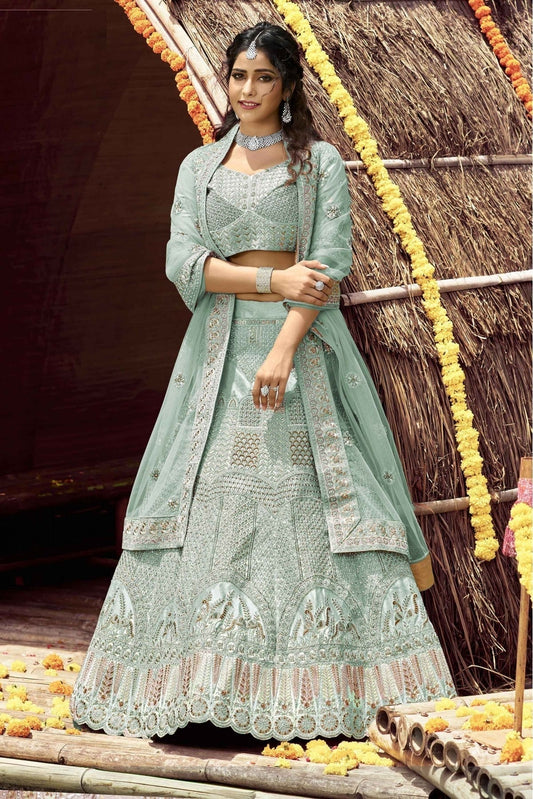 Green Velvet Resham Lehenga Choli NCLC10810415