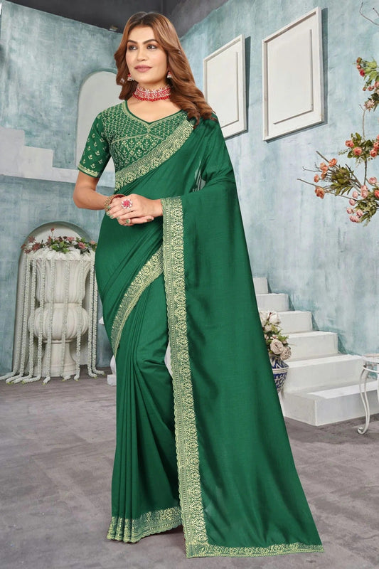 Green Vichitra Bloming Designer Saree NCSD10910124