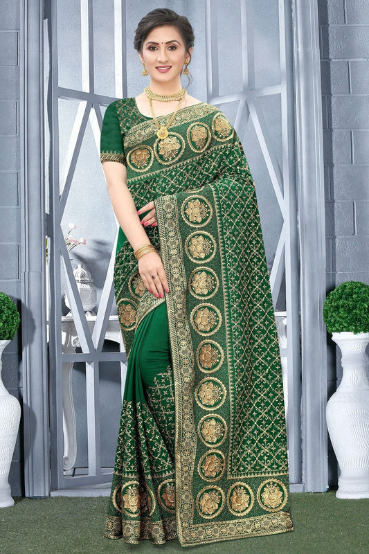 Green Vichitra Bloming Silk Designer Saree NCSD10910214