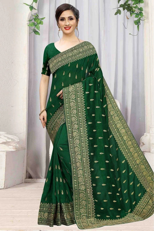 Green Vichitra Silk Designer Saree NCSD10910511