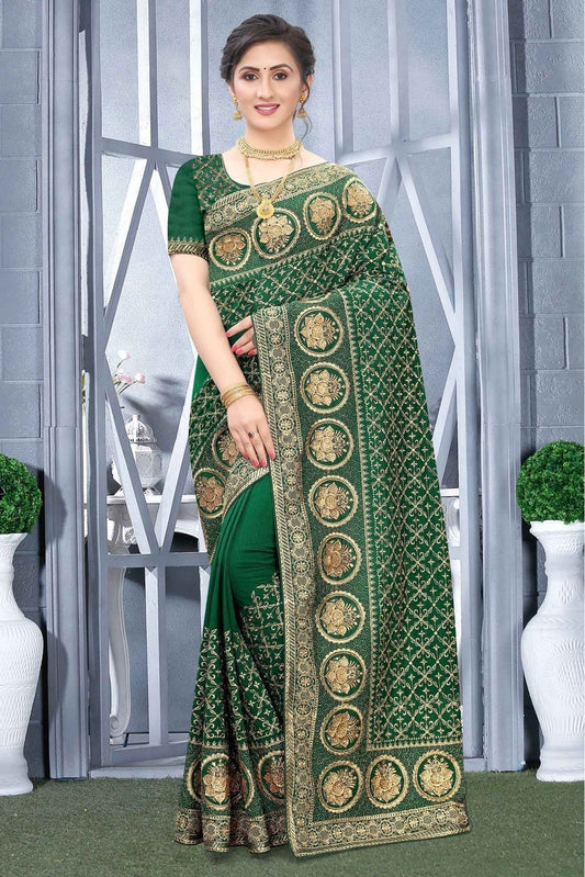 Green Vichitra Silk Designer Saree NCSD10910564