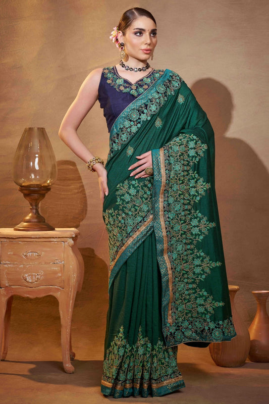 Green Vichitra Silk Designer Saree NCSD11110825