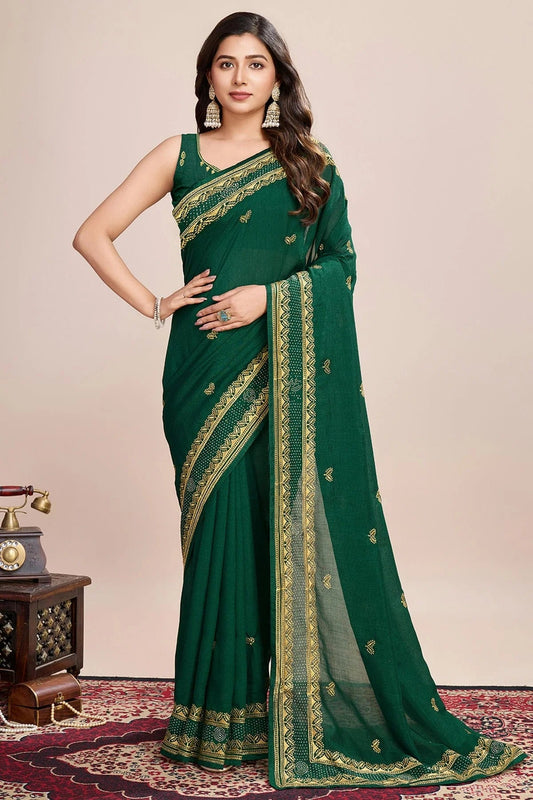 Green Vichitra Silk Designer Saree NCSD11111724