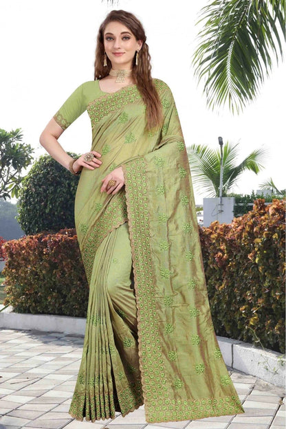 Green Vichitra Silk Designer Saree NCSD11210695