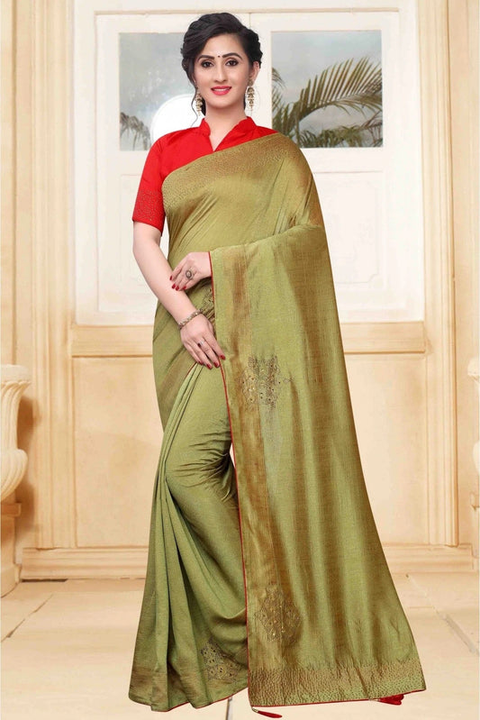 Green Vichitra Silk Designer Saree NCSD11210702