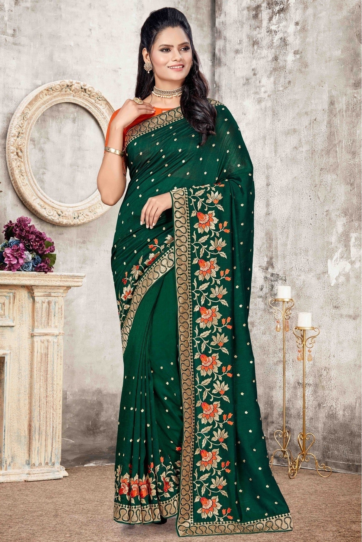 Green Vichitra Silk Designer Saree NCSD11210737