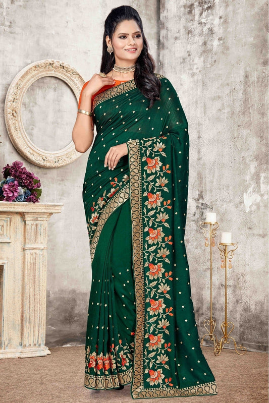 Green Vichitra Silk Designer Saree NCSD11210737