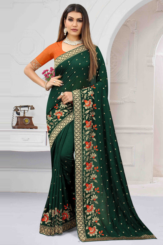 Green Vichitra Silk Designer Saree NCSD11210922