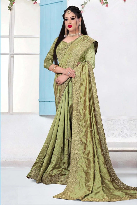 Green Vichitra Silk Embroidery Saree NCSD10910555