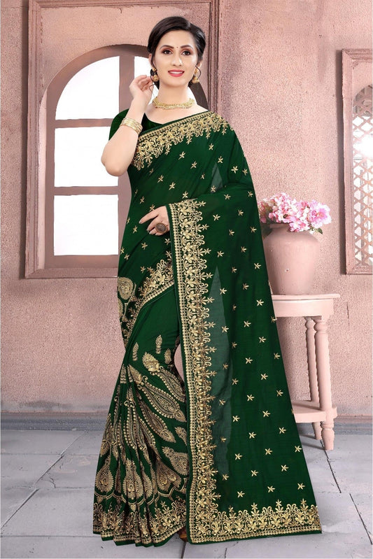 Green Vichitra Silk Embroidery Saree NCSD11210562