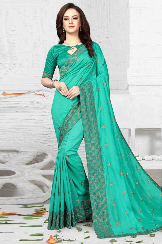 Green Vichitra Silk Embroidery Saree NCSD11210606