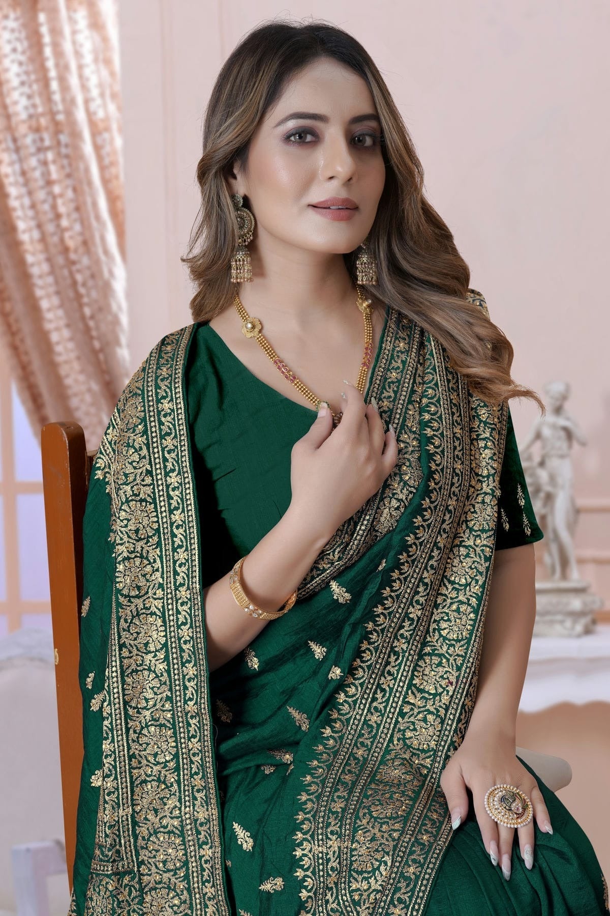 Green Vichitra Silk Saree NCSD10910323