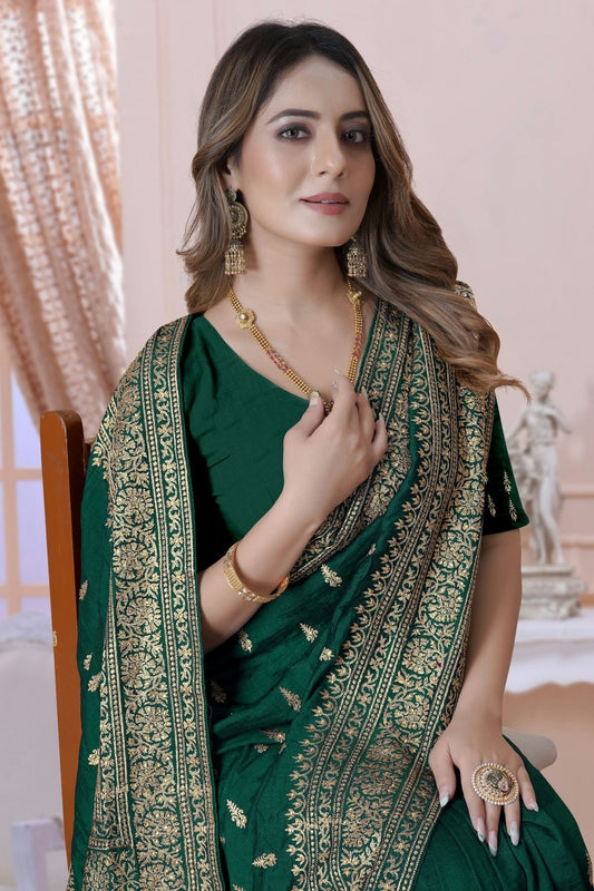 Green Vichitra Silk Saree NCSD10910323