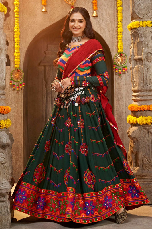 Green Viscose Rayon Navratri Lehenga NCLC11510121