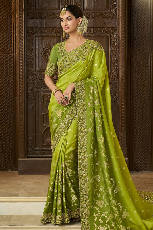 Green Viscose Tissue Designer Saree NCSD11111736