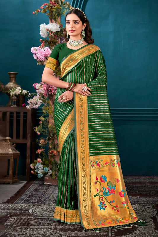 Green Woven Paithani Silk Saree NCSD11010496