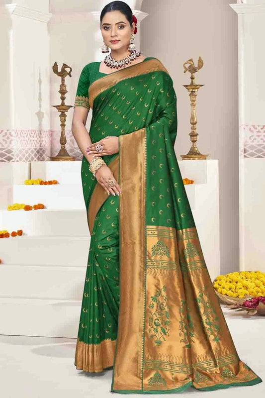 Green Woven Silk Traditional Saree NCSD11010109