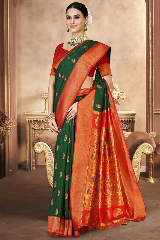 Green Woven Silk Traditional Saree NCSD11010207
