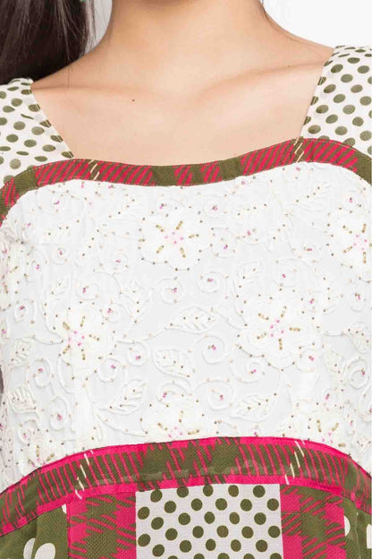 Green and White Plus Size Stitched Faux Georgette Anarkali Suit NCSS10710483