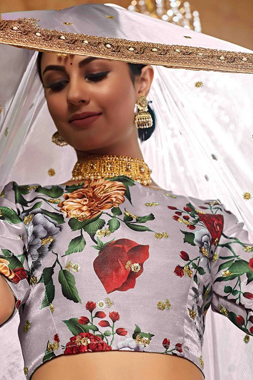Grey Art Silk Designer Lehenga Choli NCLC12410138