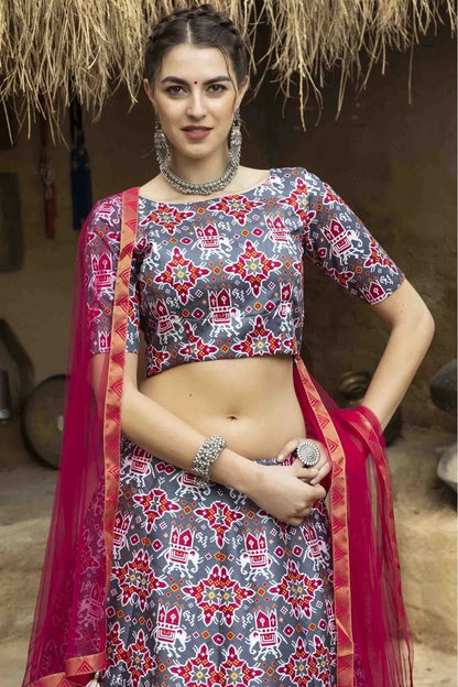 Grey Art Silk Printed Lehenga Choli NCLC11510137