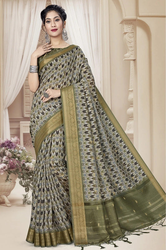 Grey Art Silk Printed Saree NCSD11210713