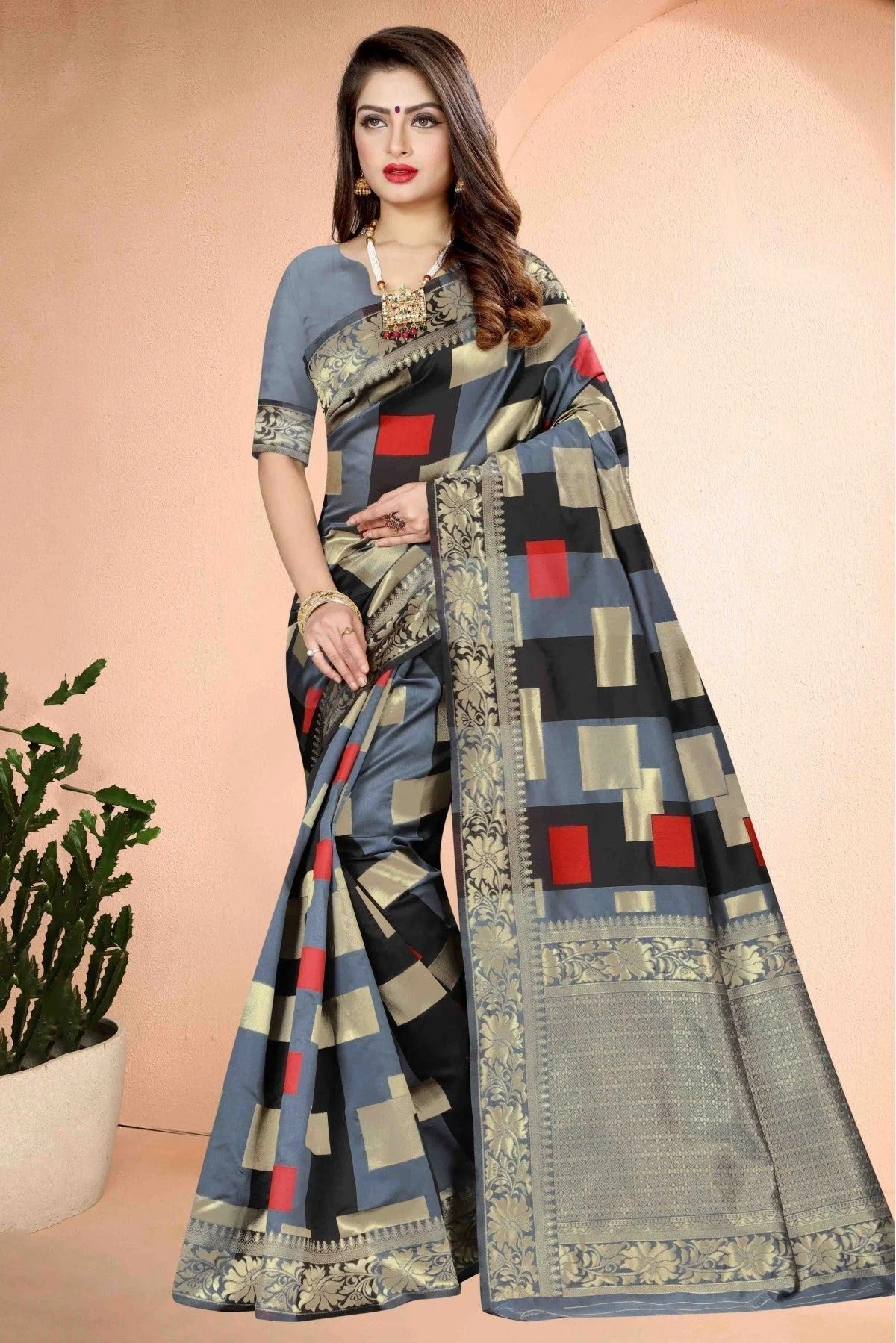 Grey Banarasi Art Silk Traditional Saree NCSD11210777